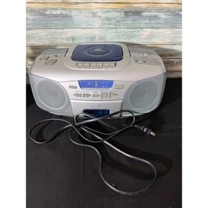 Aiwa Boombox CSD-A110 Silver Blue CD Cassette AM/FM Radio Portable TESTED
